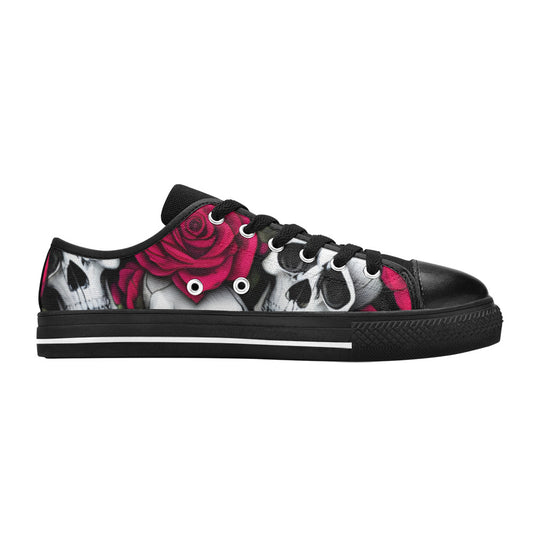WOMEN'S Cc Skulls Roses 1 Canvas Wallpaper Art Custom Shoes