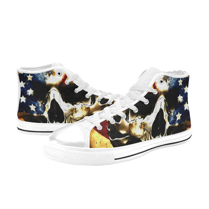 MEN'S Patriotic Usa Flag Skull High Top Canvas Vivid Sneakers
