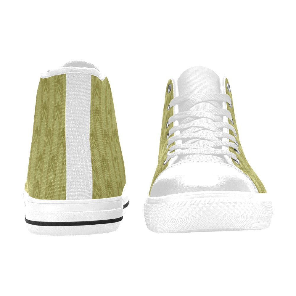 Liminal Horror High-Tops | Yellow Wallpaper Sneakers Kids' High Top Canvas Shoes-4 Sides (Model 017)