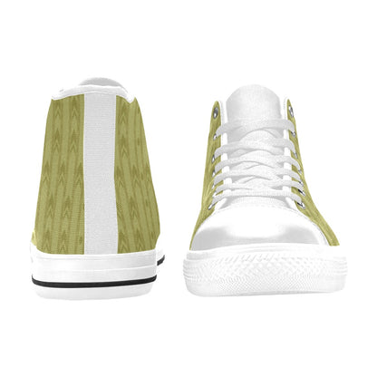 Liminal Horror High-Tops | Yellow Wallpaper Sneakers Kids' High Top Canvas Shoes-4 Sides (Model 017)