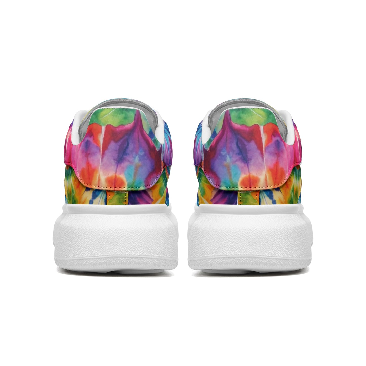 Tie Dye Platform Sneakers Unisex Non Slip Lace Up Faux Leather Sneakers