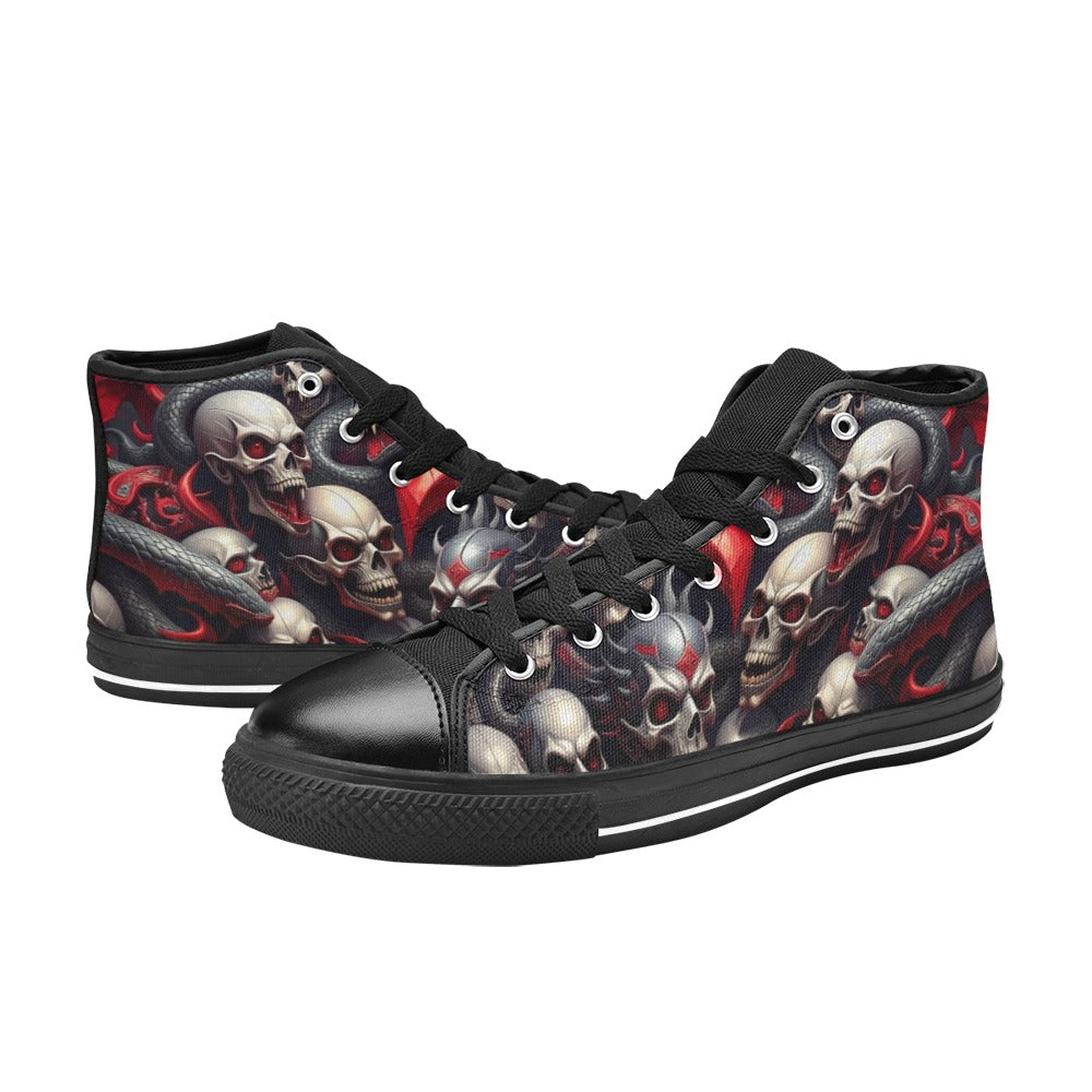 WOMEN'S Snake Dagger Skull Dark High Top Canvas Cottagecore Custom Sneakers