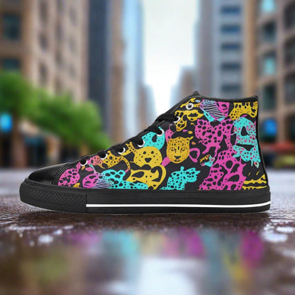 Cherry Blossom Magenta Gold Custom WOMEN Bold Art - Freaky Shoes | Custom Art Sneakers