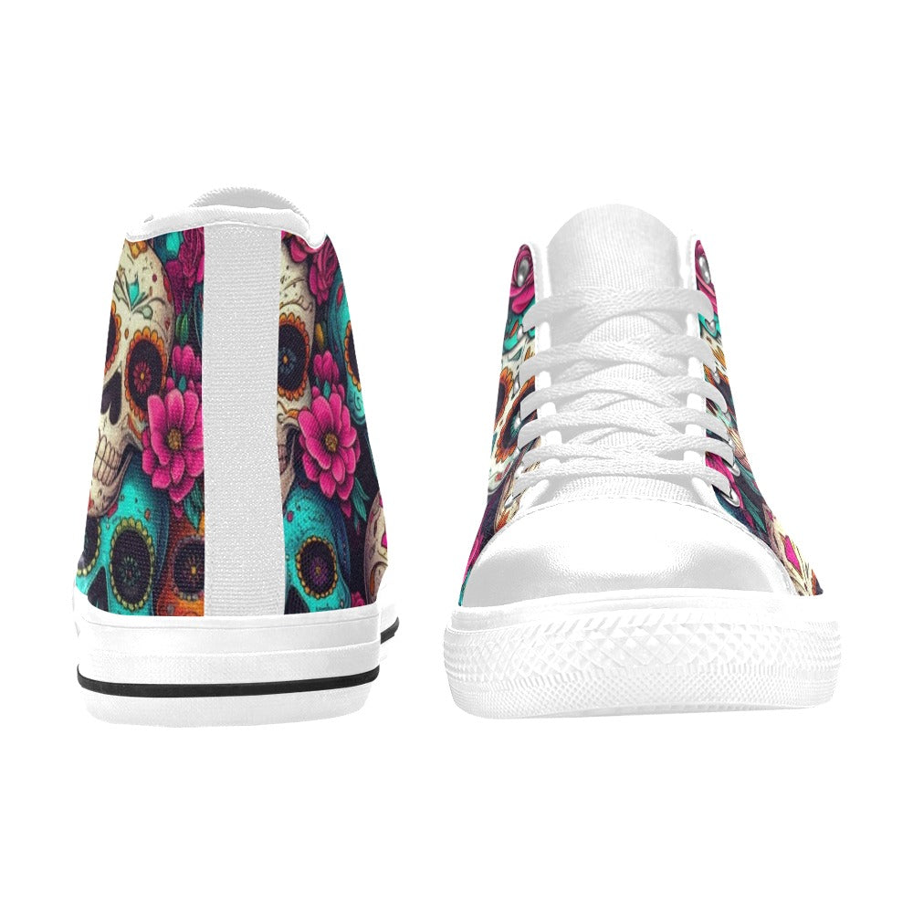 MEN'S Dia De Los Muertos High Top Canvas Dark Academia Custom Sneakers