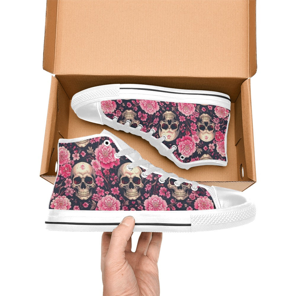MEN'S Skull Cherry Blossom High Top Canvas Aesthetic Sneakers