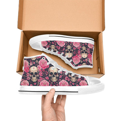 MEN'S Skull Cherry Blossom High Top Canvas Aesthetic Sneakers
