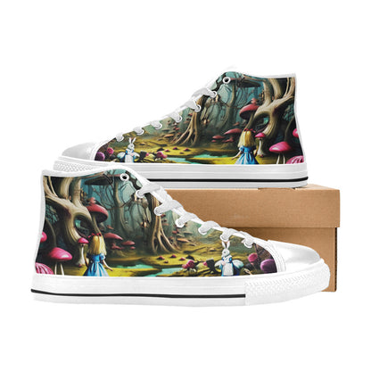 MEN'S Creepy Wonderland Model Art High Top Canvas Vivid Custom Sneakers