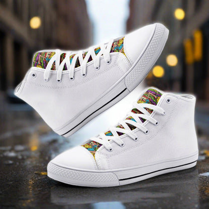 Freaky Shoes® Freestyle Art Printed Tongue Unisex High Top Canvas Shoes - Freaky Shoes®