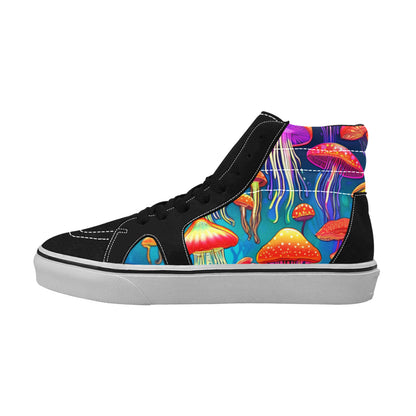 WOMEN'S Jellyfish Vibrant Mushroom Art High Top Skateboarding Neon Fantasy Shoes
