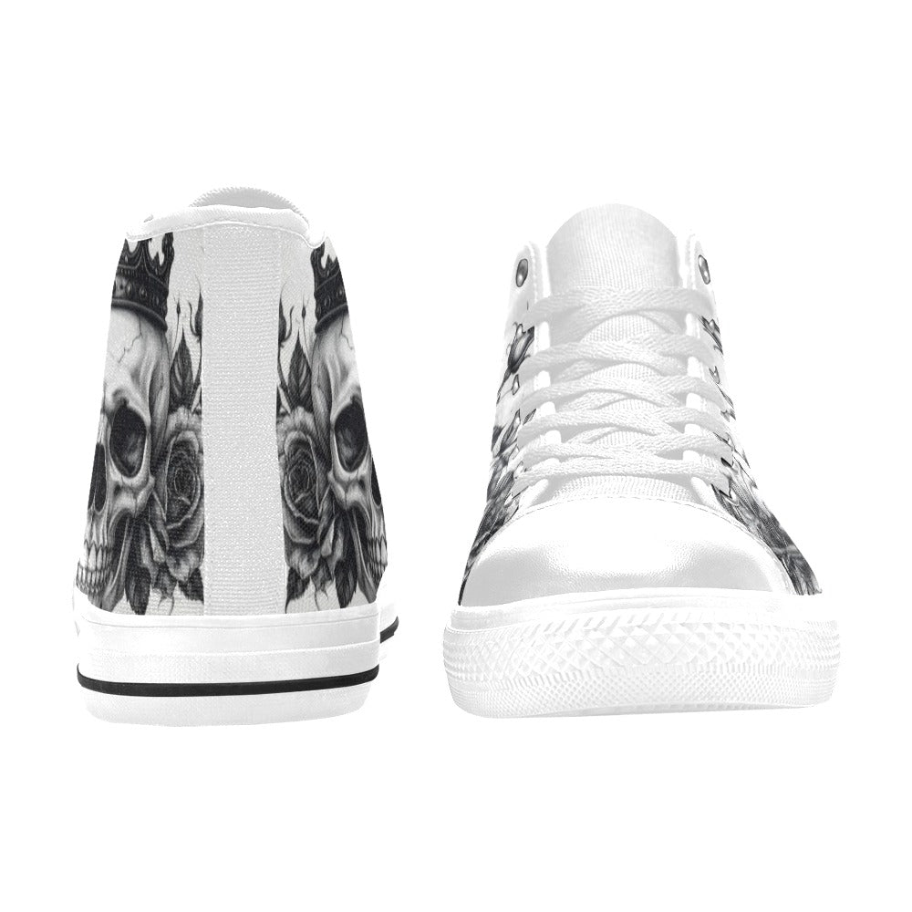 MEN'S Dark Gothic Skull Rose High Top Canvas Dark Academia Custom Shoes