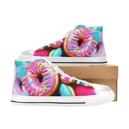 WOMEN'S Cc Donut Art High Top Canvas Wallpaper Art Custom Shoes