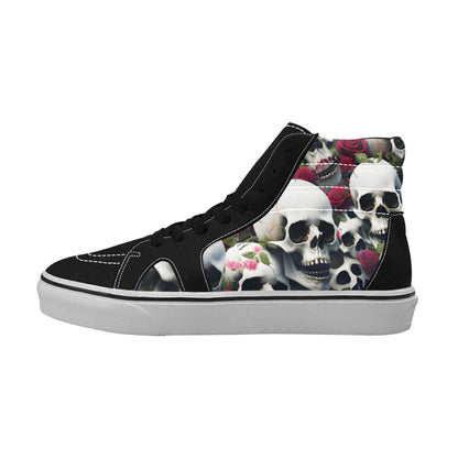 MEN'S Rose Skulls Dark 2 High Top Skateboarding Wallpaper Art Shoes