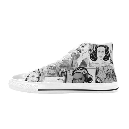 WOMEN'S Cc Pop Art 2 High Top Canvas Wallpaper Art Shoes