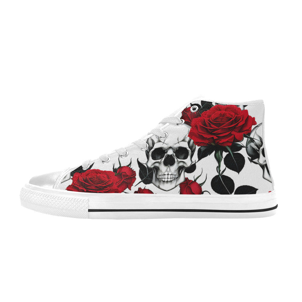 MEN'S Skulls Roses Deluxe 8 High Top Canvas Neon Fantasy Shoes