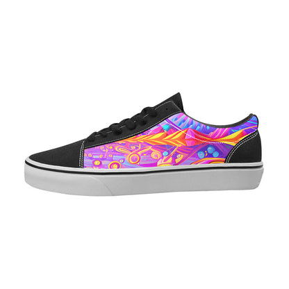 WOMEN'S Trip Retro Art 3 Low Top Skateboarding Wallpaper Art Sneakers