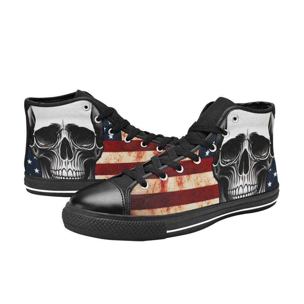 MEN'S Patriotic Skull Flag Men’S High Top Canvas Aesthetic Custom Sneakers