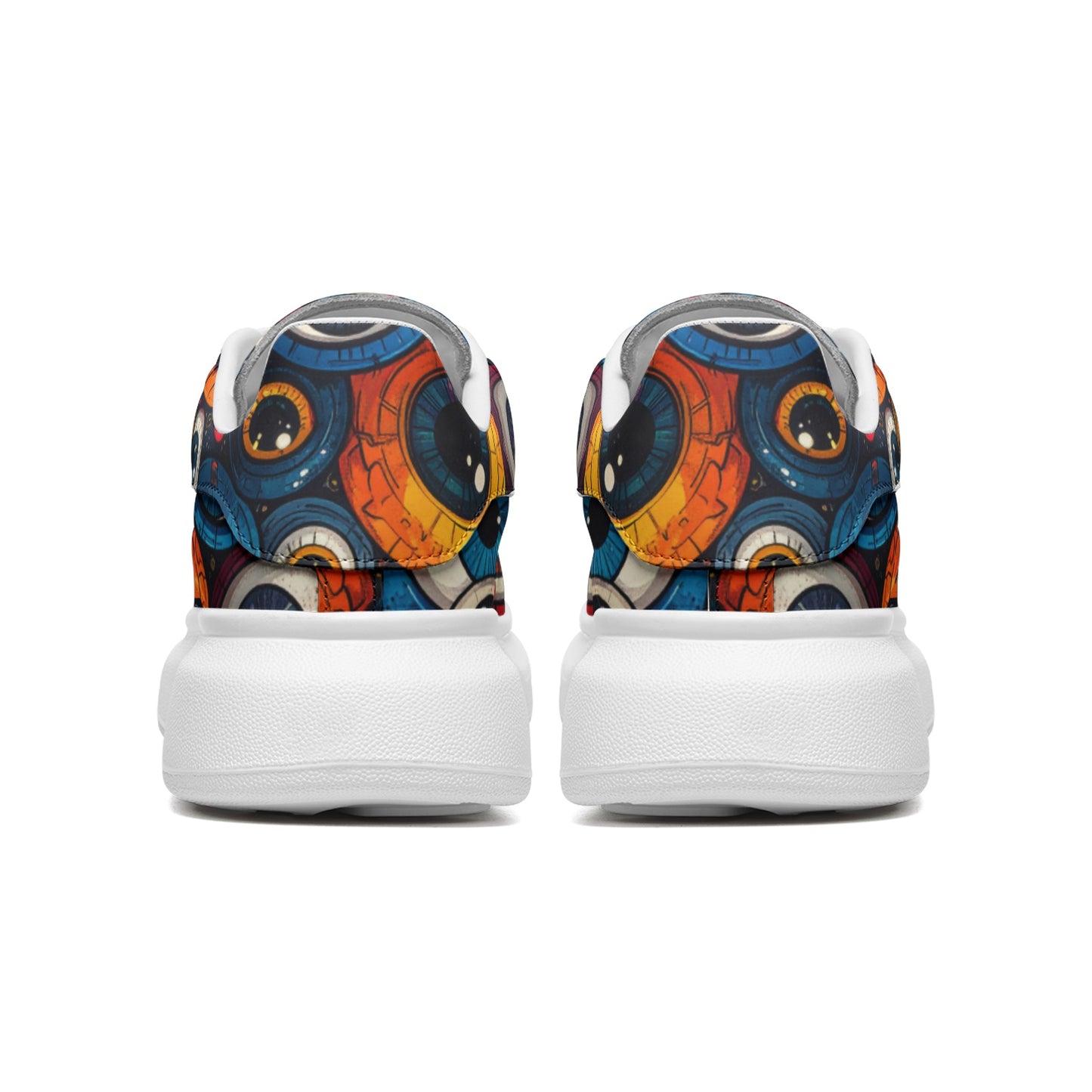 Eye Balls Platform Unisex Non Slip Lace Up Faux Leather Sneakers