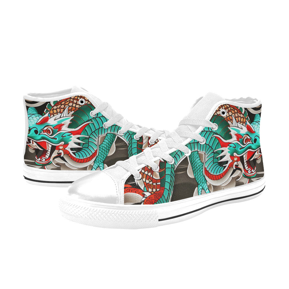 WOMEN'S Japanese Dragon Art High Top Canvas Wallpaper Art Shoes