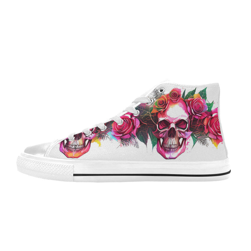 MEN'S Skulls Roses Deluxe 11 High Top Canvas Cottagecore Sneakers