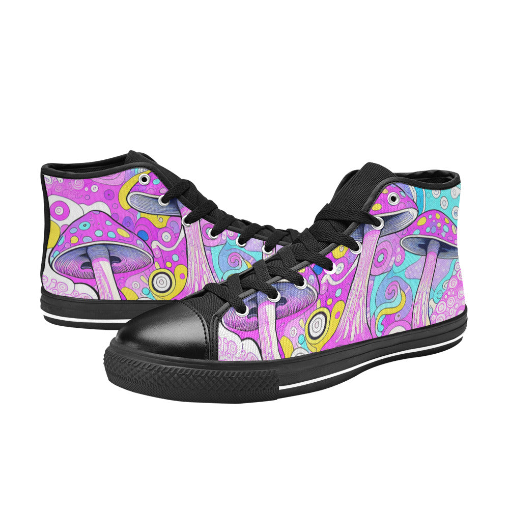 WOMEN'S Magic Mushrooms Art 3 High Top Canvas Vibrant Chaos Custom Shoes