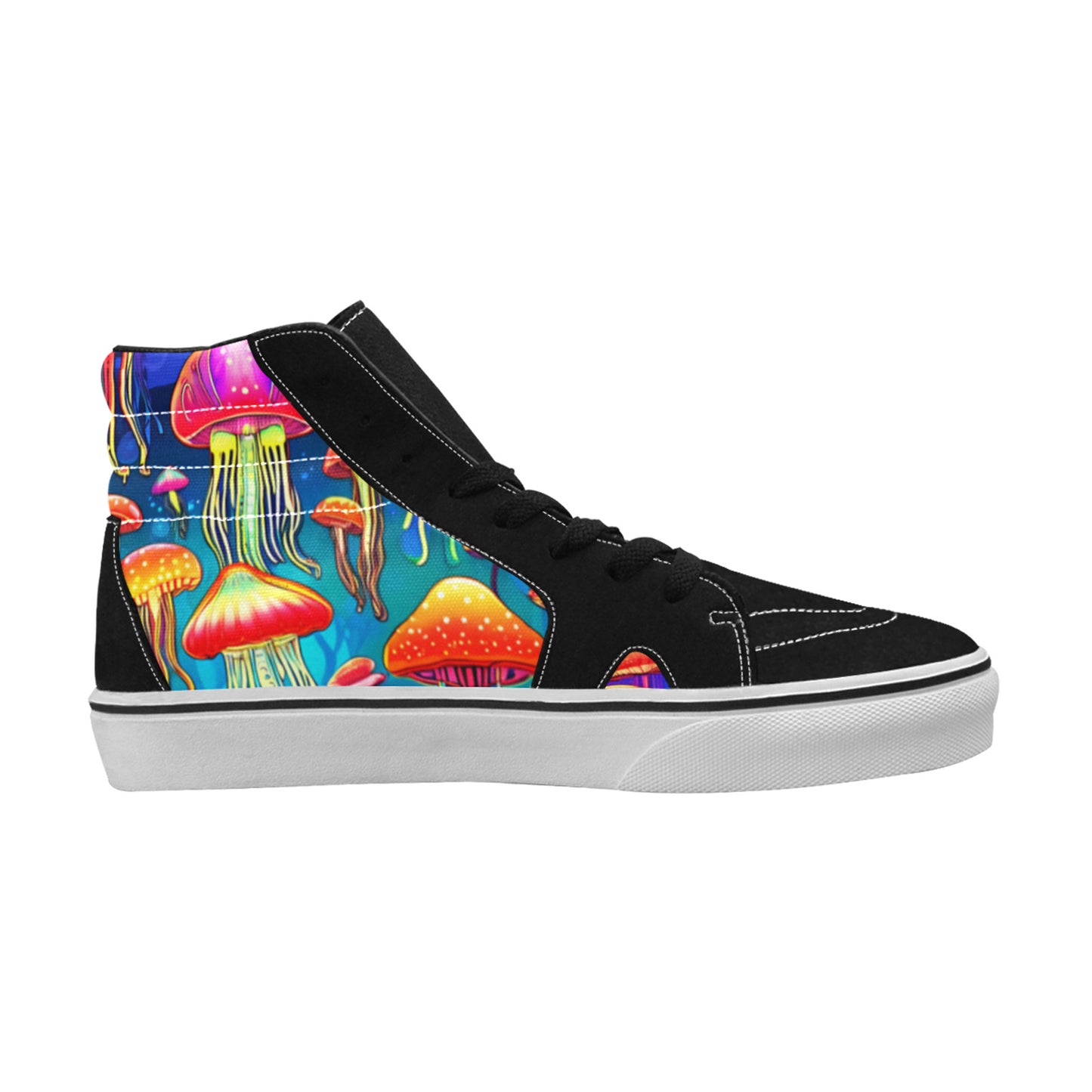 WOMEN'S Jellyfish Vibrant Mushroom Art High Top Skateboarding Neon Fantasy Shoes