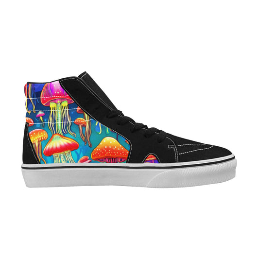 WOMEN'S Jellyfish Vibrant Mushroom Art High Top Skateboarding Neon Fantasy Shoes