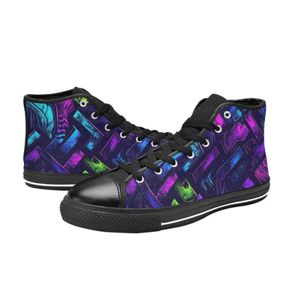 KIDS' Electric Houndstooth Dream 1 High Top Canvas Surreal Custom Shoes