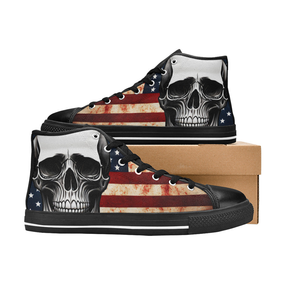 MEN'S Patriotic Skull Flag Men’S High Top Canvas Aesthetic Custom Sneakers