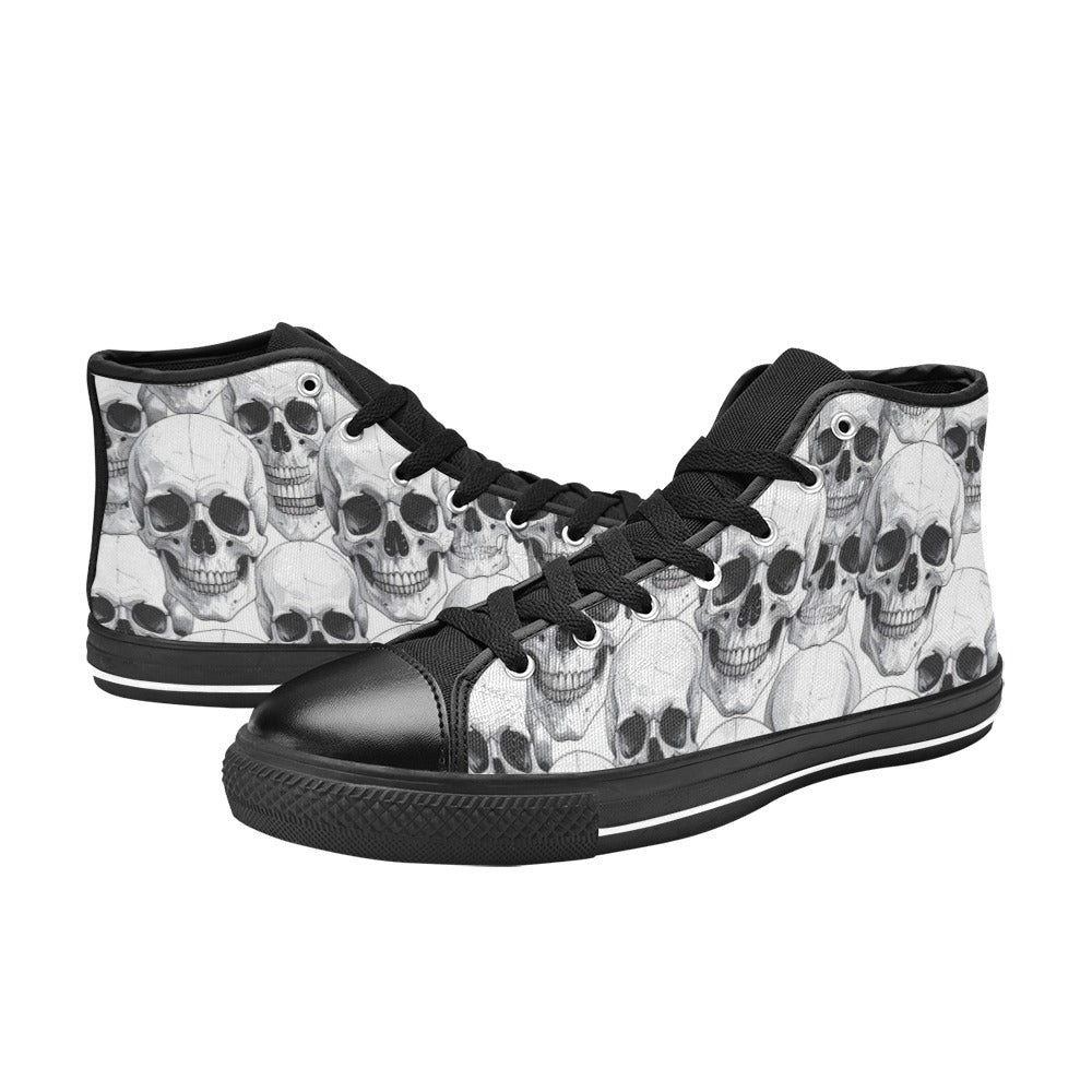 WOMEN'S Clean Skull Line Art High Top Canvas Vibrant Chaos Sneakers