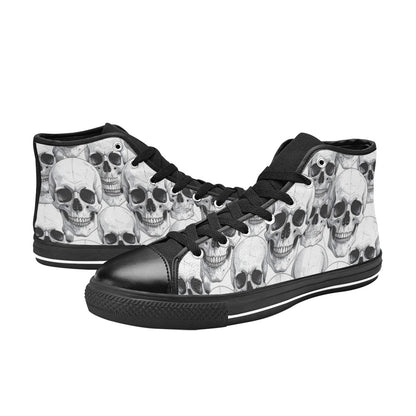 WOMEN'S Clean Skull Line Art High Top Canvas Vibrant Chaos Sneakers