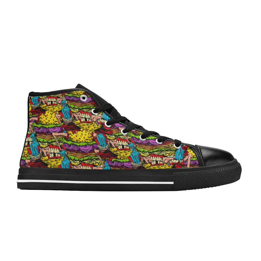 WOMEN'S Cheeseburger Monster High Top Canvas Surreal Custom Shoes