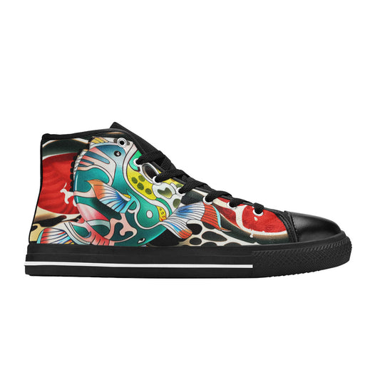 MEN'S Japanese Fish Art 4 High Top Canvas Dark Academia Sneakers