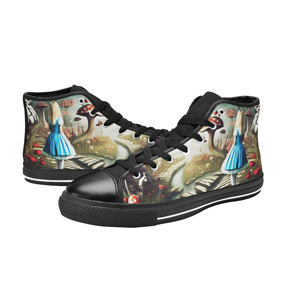 WOMEN'S Trippy Acid Art Creepy High Top Canvas Y2K Custom Shoes