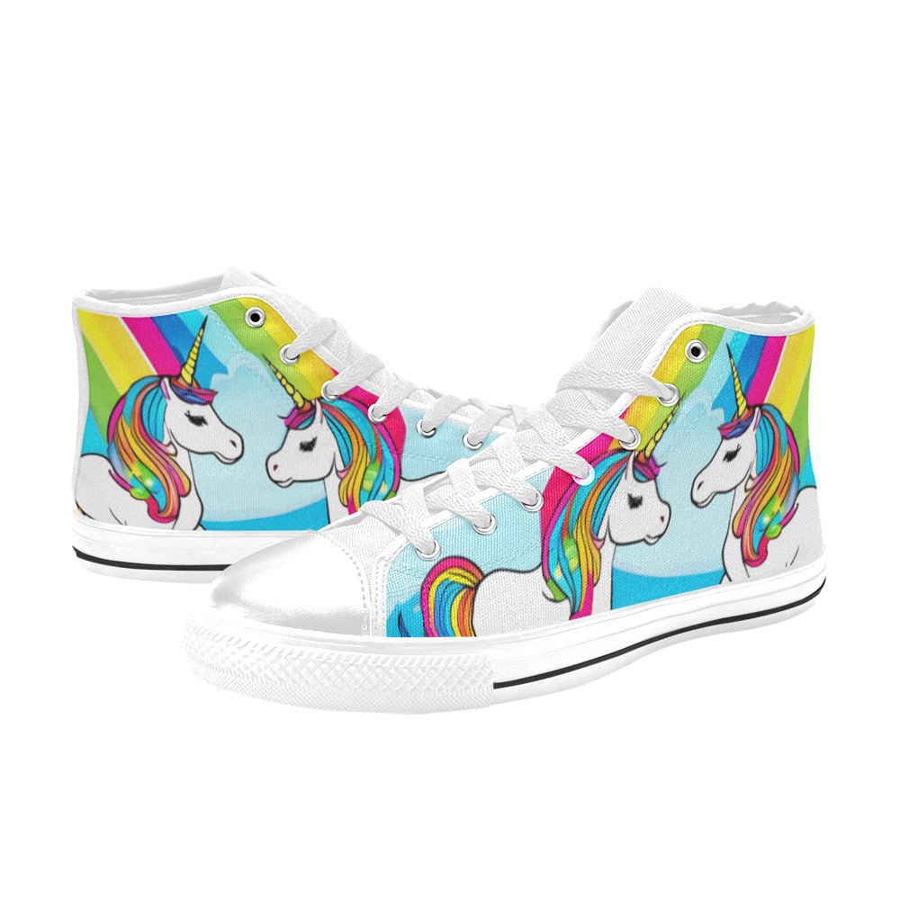 WOMEN'S Abstract Unicorns Art High Top Canvas Aesthetic Sneakers