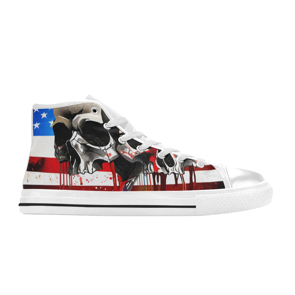 MEN'S Patriotic Skulls Men’S High Top Canvas Grunge Shoes
