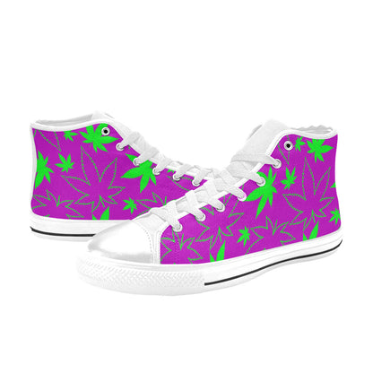 MEN'S Cc Weed 420 Art High Top Canvas Neon Fantasy Custom Shoes