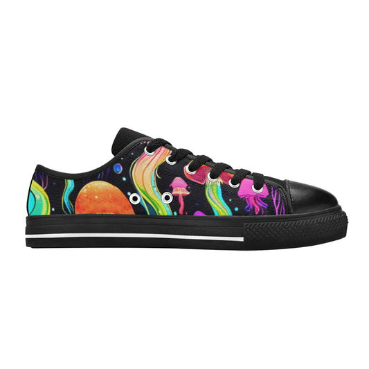 WOMEN'S Jellyfish Vibrant Mushroom Art Canvas Neon Fantasy Custom Shoes