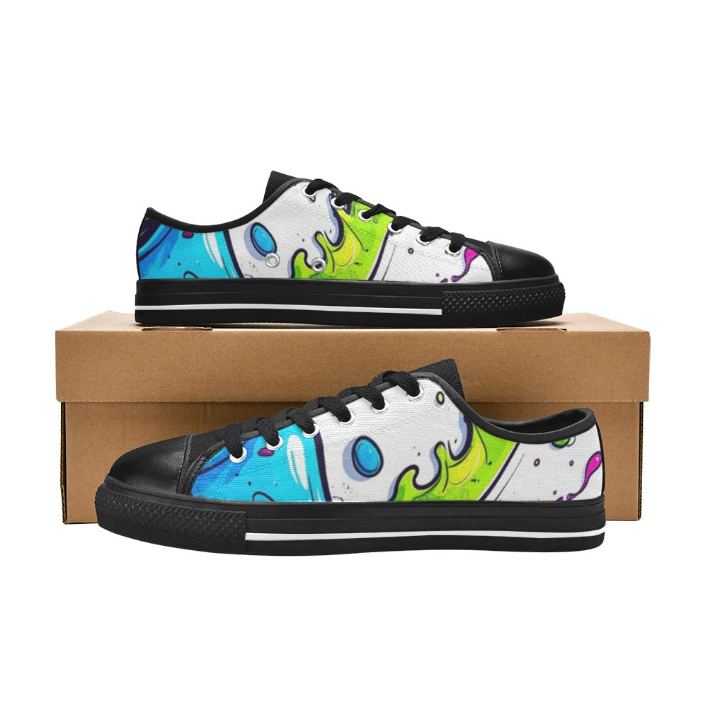 KIDS' Acid Wash Cartoon Art Low Top Canvas Vivid Sneakers