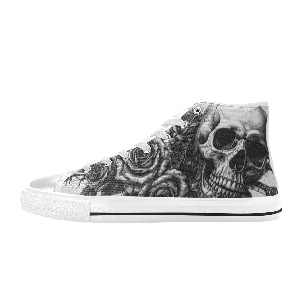 Dark Biker Skull Men's Gothic Art High Top Canvas Shoes | Freaky Shoes®