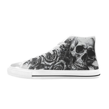 Dark Biker Skull Men's Gothic Art High Top Canvas Shoes | Freaky Shoes®