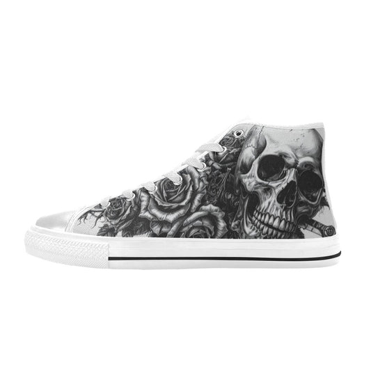 Dark Biker Skull Men's Gothic Art High Top Canvas Shoes | Freaky Shoes®