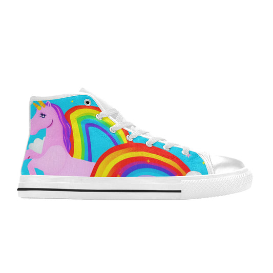 WOMEN'S Unicorn Rainbows Art High Top Canvas Vivid Custom Sneakers