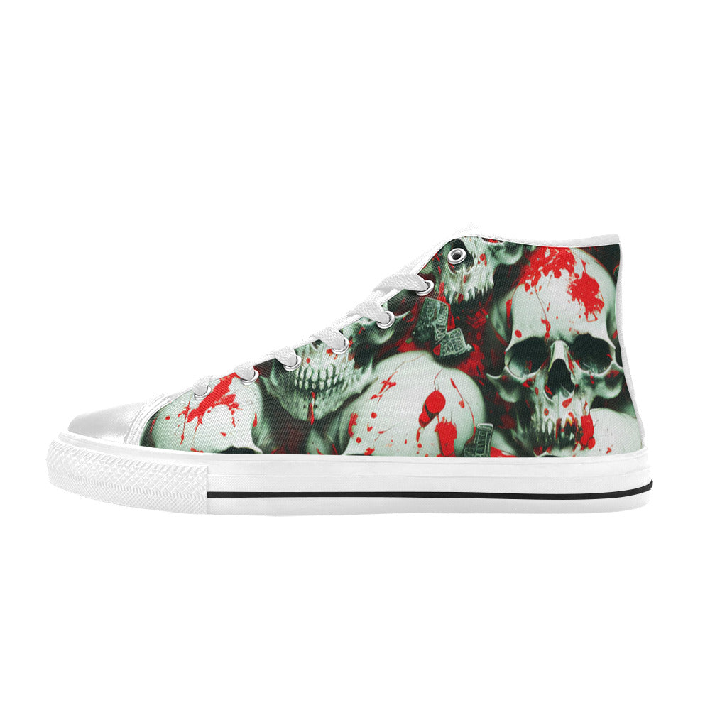 MEN'S Splatter Skulls 4 Men’S High Top Canvas Aesthetic Custom Sneakers