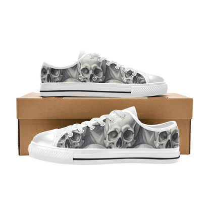 WOMEN'S Hyper Realistic Skull Low Top Canvas Neon Fantasy Custom Sneakers