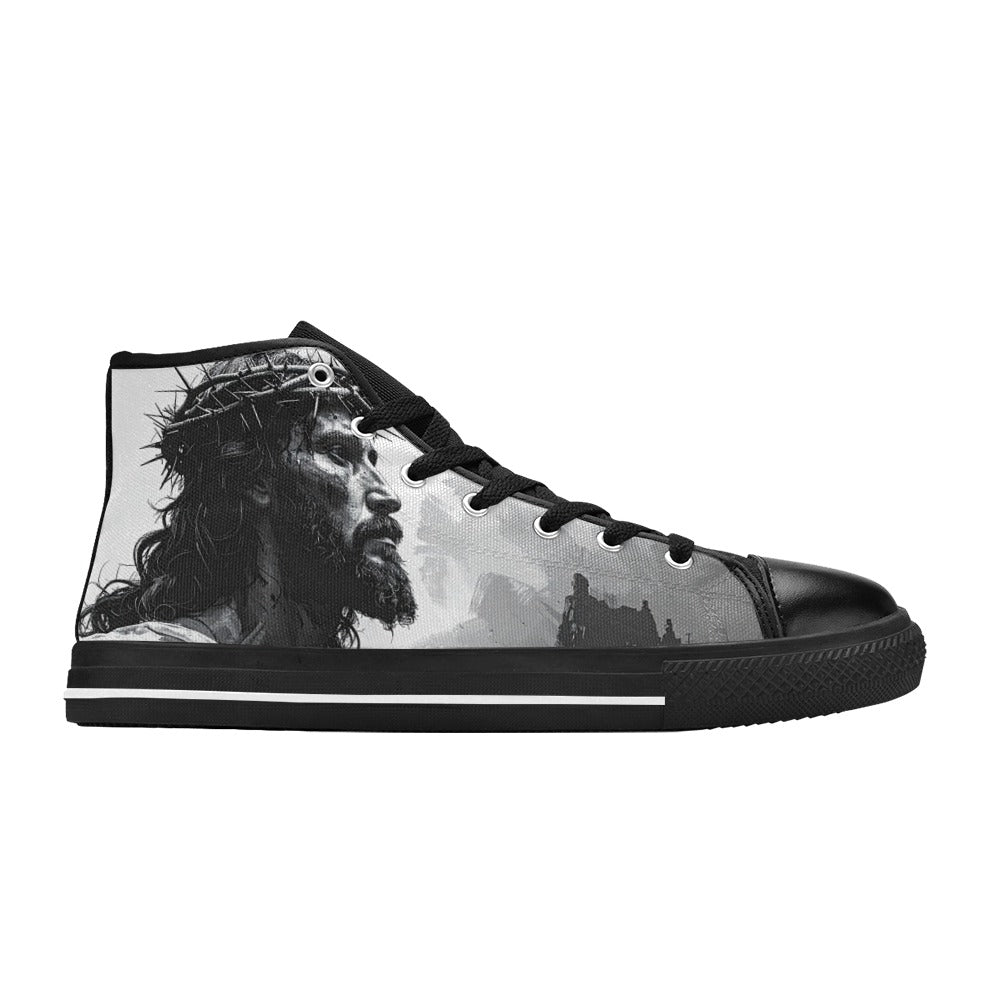 MEN'S Jesus_Ht_06 Men’S High Top Canvas Dark Academia Shoes