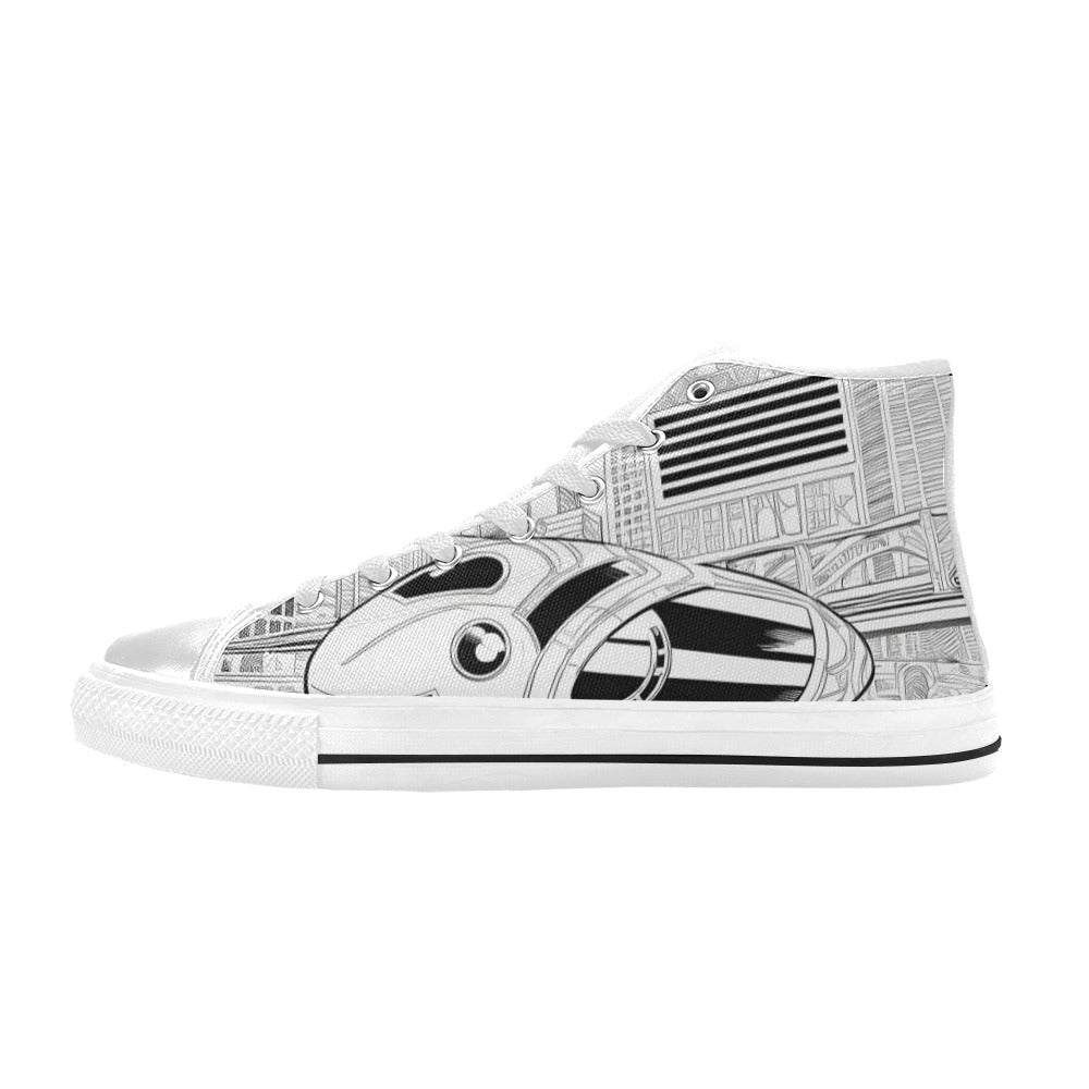 WOMEN'S Freestyle Art 3 High Top Canvas Dark Academia Sneakers