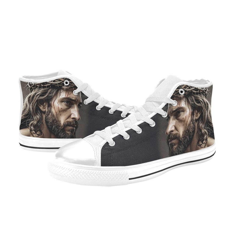 WOMEN'S Jesus_Ht_01 High Top Canvas Dark Academia Sneakers