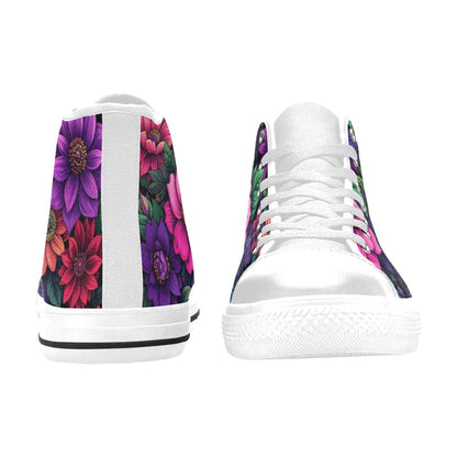 WOMEN'S Trippy Floral Chaos High Top Canvas Neon Fantasy Sneakers