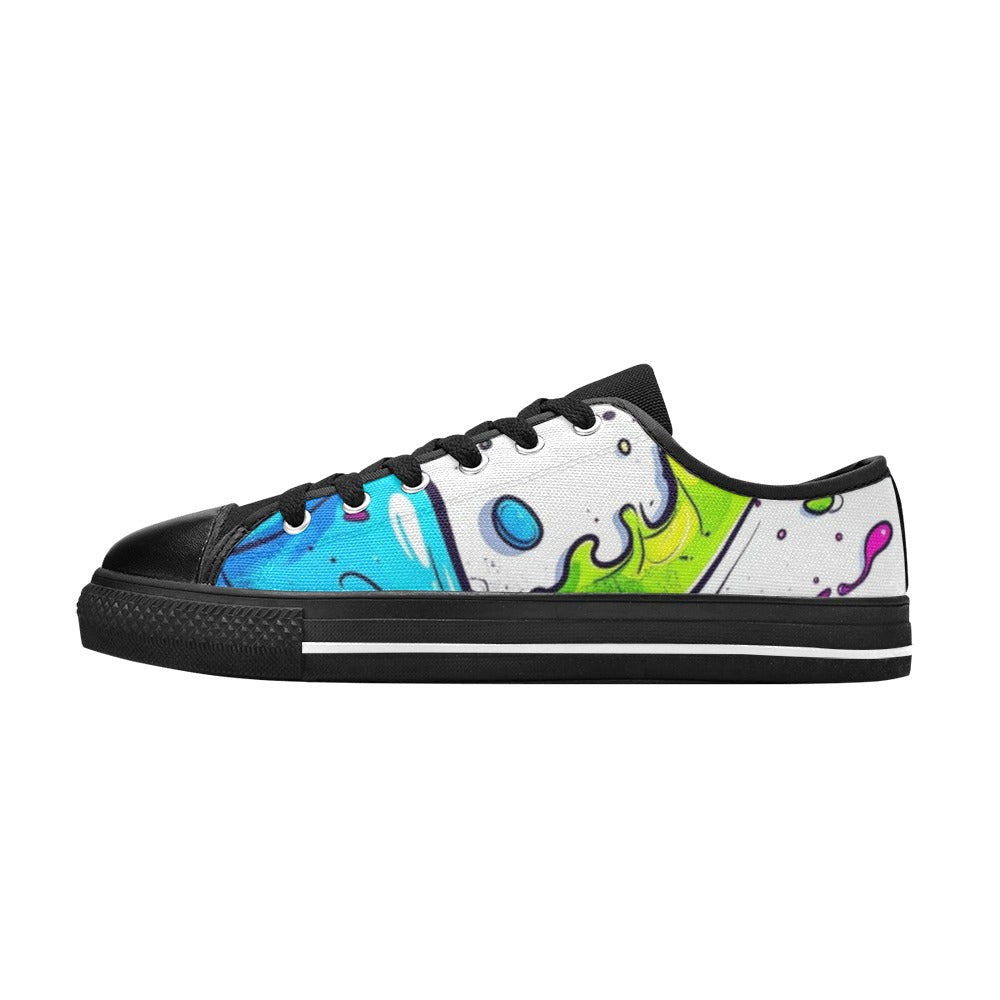 KIDS' Acid Wash Cartoon Art Low Top Canvas Vivid Sneakers