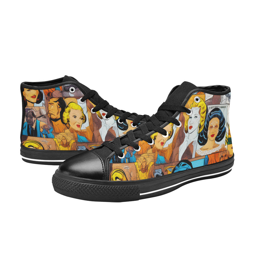 WOMEN'S Cc Pop Art High Top Canvas Surreal Sneakers